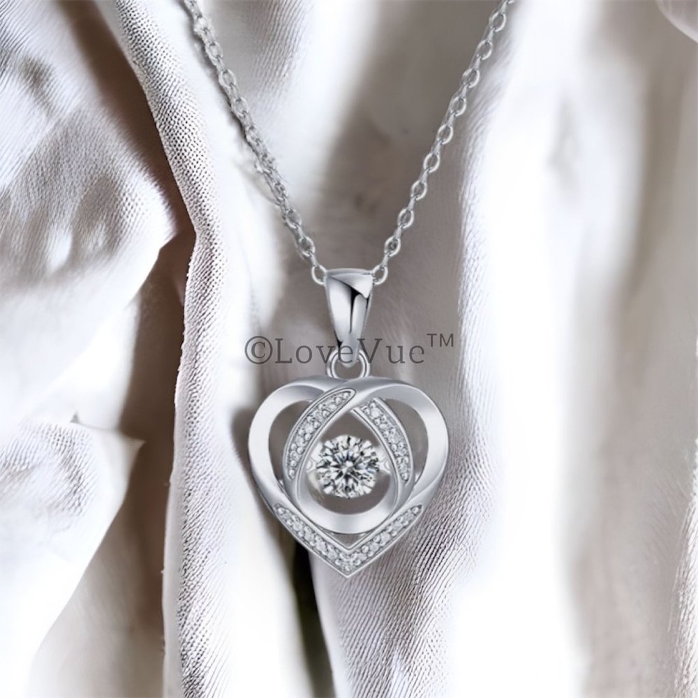 Certified 1/2ct. t.w. Diamond Dancing Heart Love Knot Brilliant Cut Necklace - Picture 3 of 15